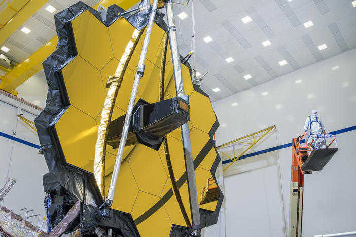 The James Webb Space Telescope's primary mirror is made up of 18 hexagonal segments. Now that the telescope is in space, mission managers need to perfectly align them so the segments work as one giant mirror.