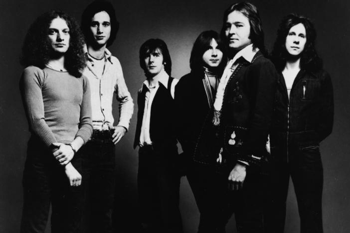 A 1977 promotional image of the band Foreigner. One of the founding members, Ian McDonald, has died at 75.