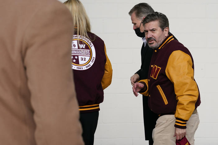 Dan Snyder, co-owner and co-CEO of the Washington Commanders, is pictured on Feb. 2 in Landover, Md. The House Oversight Committee says it has received more documents from the NFL related to the investigation of workplace misconduct at the team.