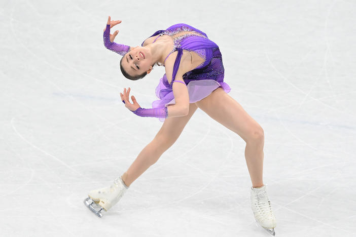 Kamila Valieva of Team ROC skates during the women's short program at the Beijing 2022 Winter Olympic Games on Feb. 15, 2022 in Beijing, China.