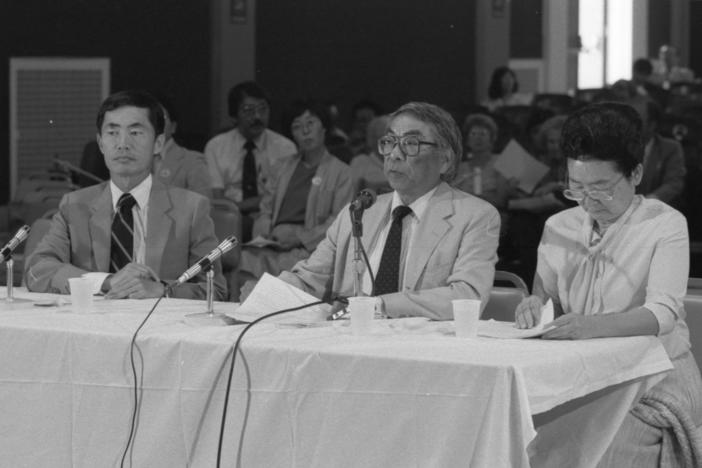 George Takei testifies before the Commission on Wartime Relocation and Internment of Civilians in California in 1981.