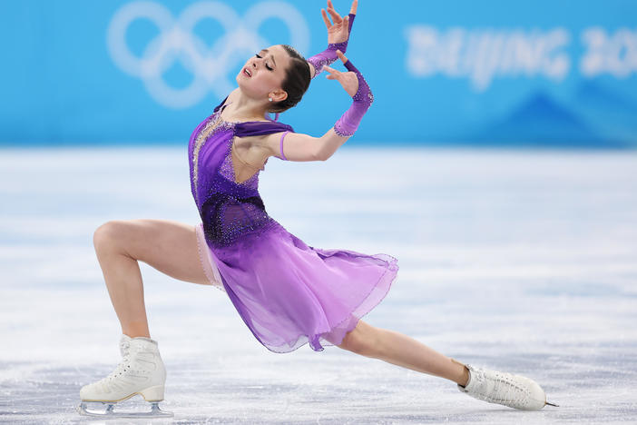 Kamila Valieva of Team ROC skates during the Women Single Skating Short Program on day eleven of the Beijing 2022 Winter Olympic Games at Capital Indoor Stadium on February 15, 2022 in Beijing, China.