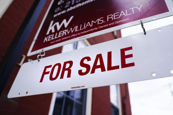 A "for sale" sign is posted on a home last month in Philadelphia.