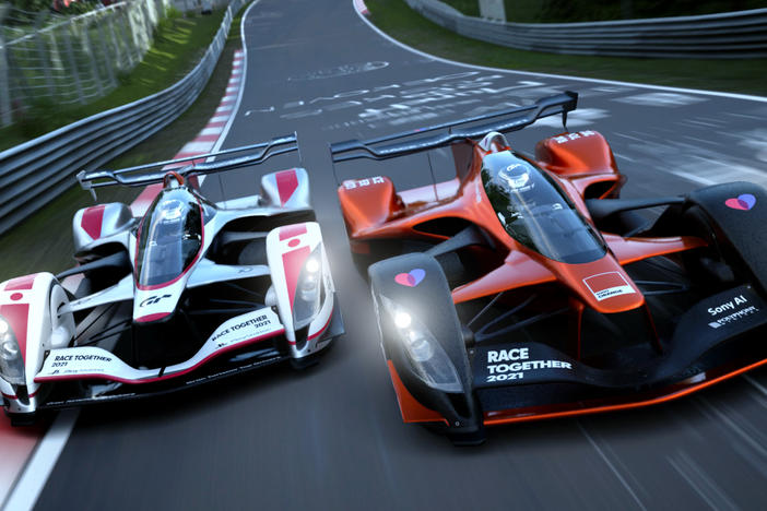 The Gran Turismo Sophy A.I. does a lap of the course.