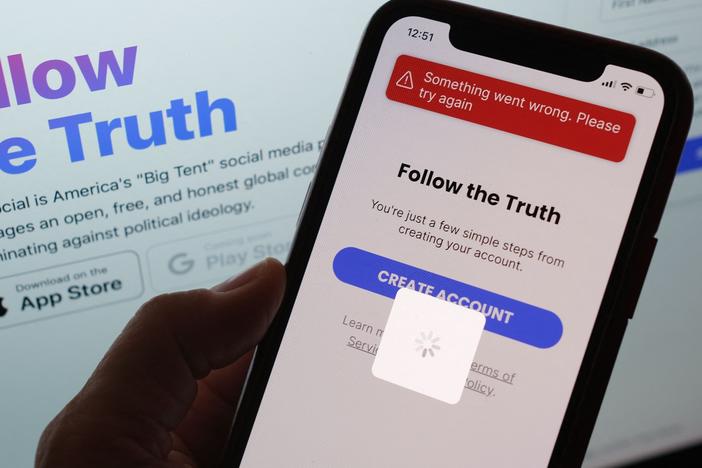 Some users experienced glitches on former President Donald Trump's new social media app Truth Social as it launched Monday.