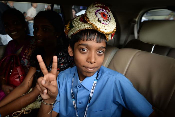 Indian chess prodigy Rameshbabu Praggnanandhaa, shown here in 2018, has beaten world champion Magnus Carlsen.