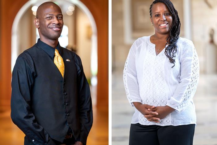 Elise Tensley, Kellen Johnson and Traci Archable-Frederick are three of the 17 security guards who curated <em>Guarding the Art.</em>
