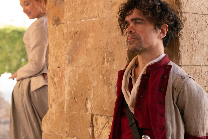 Haley Bennett stars as Roxanne and Peter Dinklage as Cyrano.