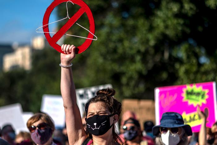 Abortion-rights supporters protest in Austin, Texas, in October. Doctors say their worst fears about the Texas abortion law are coming true.