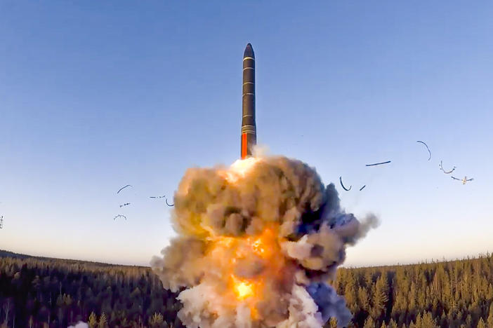 A 2020 test of a ground-based intercontinental ballistic missile from the Plesetsk facility in northwestern Russia. Russia has the world's largest nuclear arsenal.