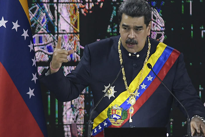 Venezuelan President Nicolas Maduro speaks during a ceremony marking the start of the judicial year at the Supreme Court in Caracas, Venezuela in January.