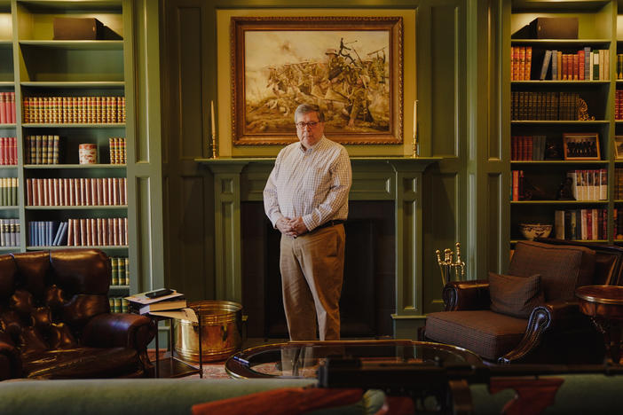 Former Attorney General William Barr stands for a portrait at his house in McLean, Virginia, on Wednesday, March 2.