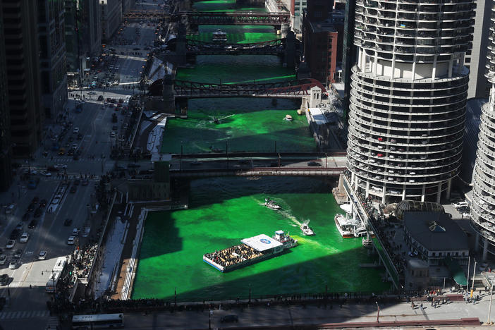 The dyeing of the Chicago River began on Saturday in Chicago.