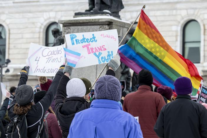 Because attacks against transgender kids are increasing across the country, Minneasotans hold a rally at the capitol to support trans kids.