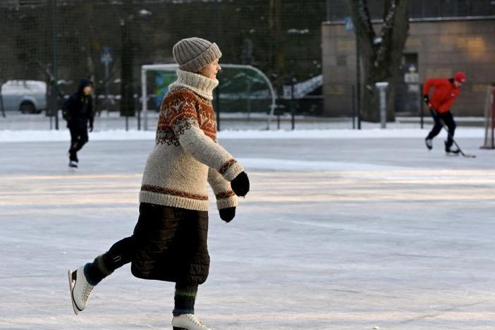 A woman skates in Helsinki, on a sunny but frosty Boxing Day on Dec. 26, with temperatures around 9 degrees Fahrenheit.