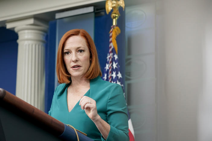 White House press secretary Jen Psaki speaks during a press briefing at the White House on March 17, 2022, in Washington. Psaki announced she recently tested positive for COVID-19.