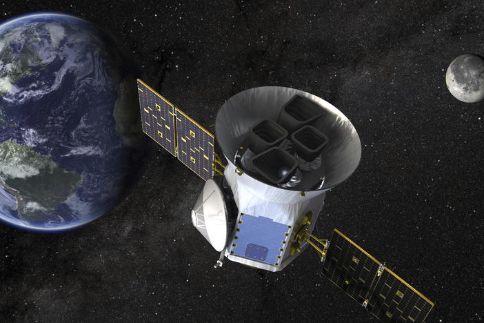 This image made available by NASA shows an illustration of the Transiting Exoplanet Survey Satellite (TESS).