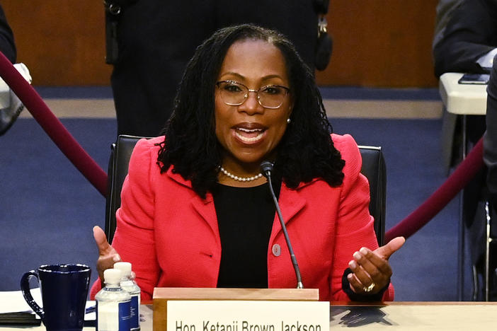 Judge Ketanji Brown Jackson testifies on her nomination to become an associate justice of the U.S. Supreme Court during the Senate Judiciary Committee's confirmation hearing on Tuesday.