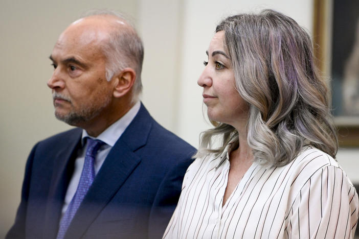 RaDonda Vaught and her attorney, Peter Strianse, listen as verdicts are read at her trial in Nashville, Tenn., on Friday, March 25. The jury found Vaught, a former nurse, guilty of criminally negligent homicide and gross neglect of an impaired adult in the death of a patient to whom she accidentally gave the wrong medication.