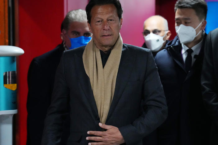 Imran Khan, prime minister of Pakistan, arrives for the Opening Ceremony of the Beijing 2022 Winter Olympics at the Beijing National Stadium, last month.