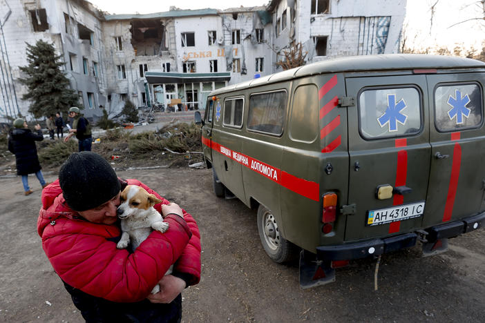 <strong>March 27</strong>: A view of a heavily damaged hospital in Volnovakha city. Volnovakha has turned into a ghost town due to conflicts, evacuations and escapes.