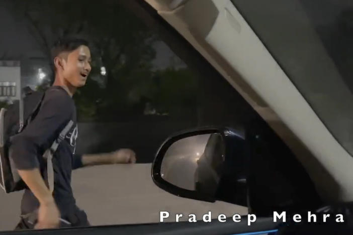 19-year-old Pradeep Mehra on his 5-mile run home after his shift ends at McDonald's. A chance encounter with a filmmaker led to a video that's gone viral.