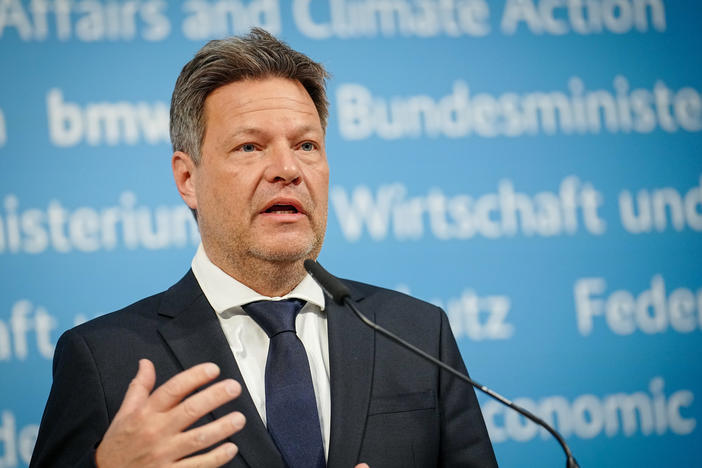 Robert Habeck federal minister for Economic Affairs and Climate Protection, holds a press conference at his ministry on energy security in Germany. Against the backdrop of the Russian war against Ukraine, the German government is preparing for a significant deterioration in gas supplies.