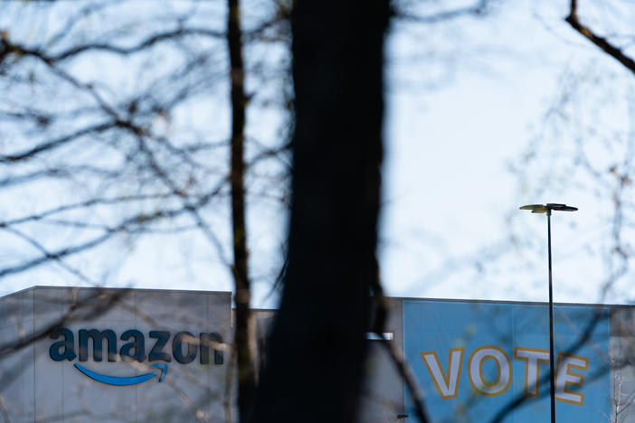 The Amazon fulfillment warehouse at the center of a unionization drive in Bessemer, Alabama. A second union election at the warehouse has concluded, with no winner yet declared.