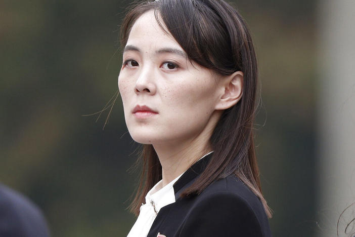 FILE - Kim Yo Jong, sister of North Korea's leader Kim Jong Un, attends a wreath-laying ceremony at Ho Chi Minh Mausoleum in Hanoi, Vietnam, March 2, 2019.