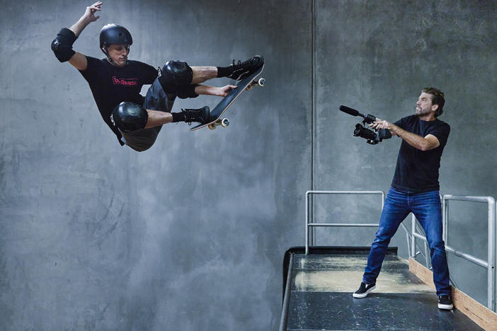 Tony Hawk flies through the air in a new documentary, <em>Tony Hawk: Until the Wheels Fall Off</em>.