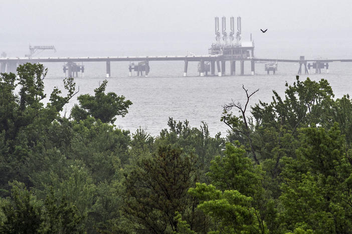 A 2014 photo of the offshore loading platform of Dominion Energy's Cove Point LNG Terminal, which exports liquefied natural gas.