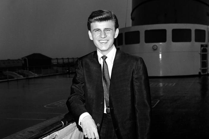 Singer Bobby Rydell is shown aboard a luxury liner in New York City after arrival from Europe on March 12, 1962.