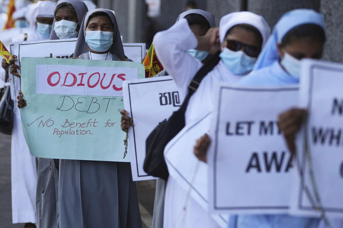 Sri Lankan nuns protest against the economic crisis in Colombo, Sri Lanka, Tuesday, April 5, 2022.