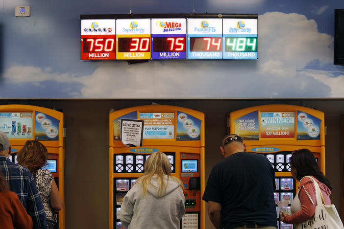 Jackpots, including the Powerball jackpot, are on display in California.