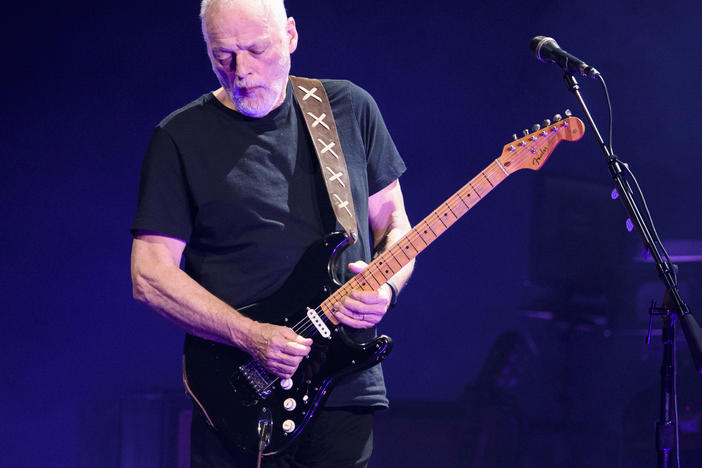 David Gilmour, of Pink Floyd, performs live on stage at Madison Square Garden on April 12, 2016.