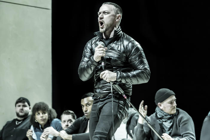 James McAvoy stars in the London production of <em>Cyrano de Bergerac</em>, now playing in Brooklyn.