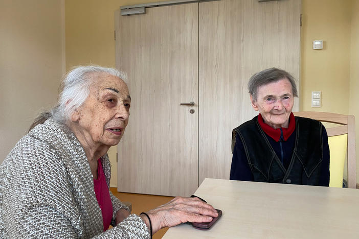 Alla Ilyinichna Sinelnikova (left), 90, and Sonya Leibovna Tartakovskaya, 83, were recently evacuated from Ukraine to Germany. Both are survivors of the Holocaust, and this is the second time they are fleeing war. "I never thought I would live to see such horror for the second time in my life," says Sinelnikova. "I thought it was in my past, all over and done with. And now we're reliving it."