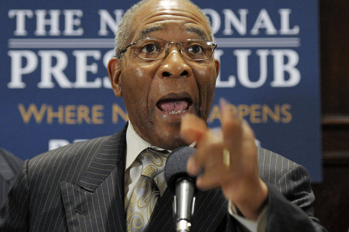 Rev. Amos Brown, senior pastor of Third Baptist Church, San Francisco, Calif., speaks is 2012. California's first-in-the-nation reparations task force meets in person Wednesday for the first time since its inaugural meeting nearly a year ago.