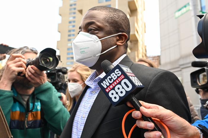 New York Lt. Gov. Brian Benjamin leaves the U.S. District Courthouse on Tuesday in New York City.