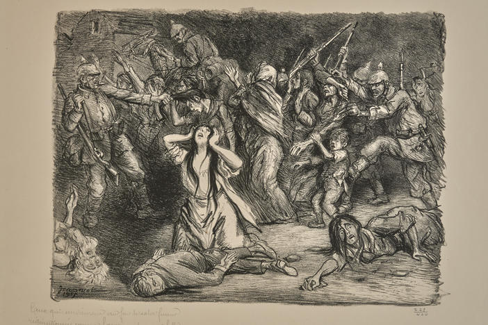 Pierre-Georges Jeanniot (French, 1848â1934), <em>The Survivors of a Massacre Used as Gravediggers</em>, 1915. Lithograph on wove paper, image: 8 9/16 x 11 7/16 in. sheet: 13 1/4 x 19 1/8 in.