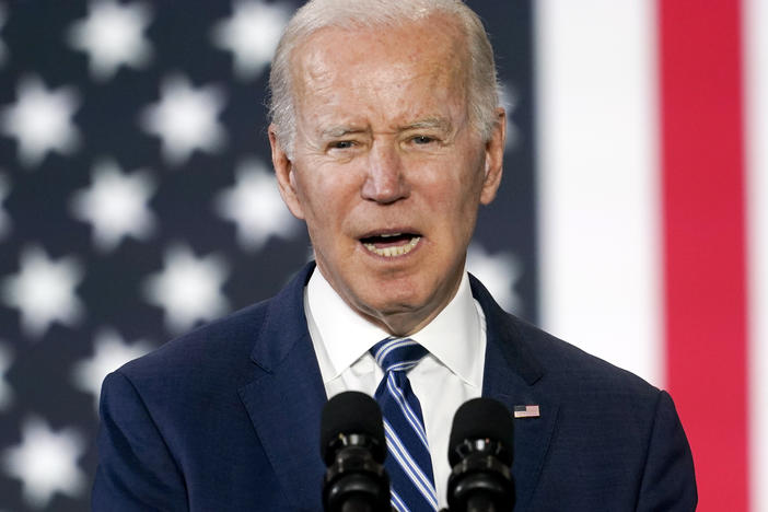 President Biden, seen speaking at North Carolina A&T State University in Greensboro, N.C., on April 14, 2022, has reestablished a tradition that presidents make their tax filings publicly available after former President Trump failed to do so.