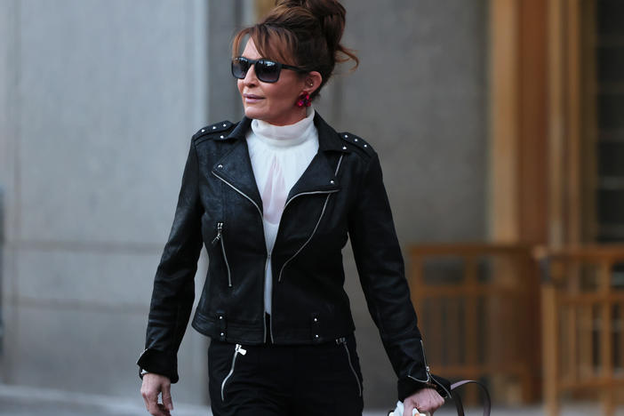 Former Alaska Governor Sarah Palin seen in New York on Feb. 14, 2022. Palin is seeking a political comeback in Alaska, running in a special election for the state's lone House seat.