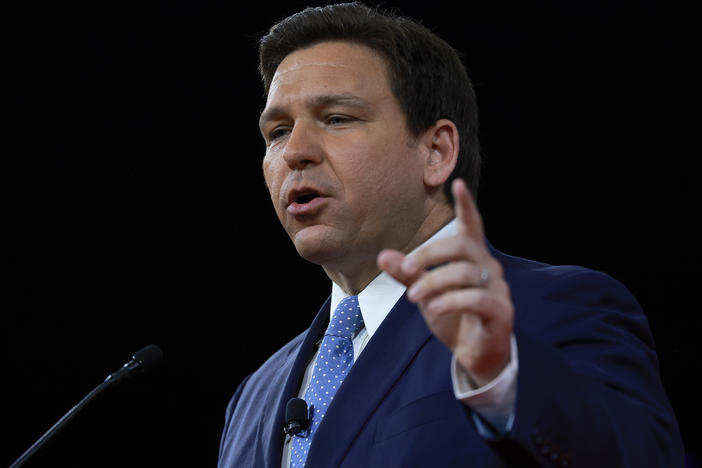 Florida Gov. Ron DeSantis speaks at the Conservative Political Action Conference (CPAC) at The Rosen Shingle Creek in February in Orlando, Fla.