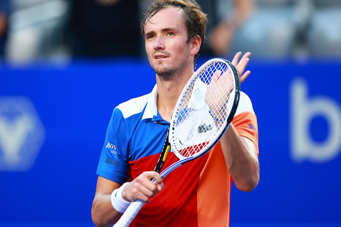 Daniil Medvedev of Russia is pictured after winning a match at the Mexican Open in February. The No. 2-ranked men's tennis player is among those banned from Wimbledon as a result of Russia's invasion of Ukraine.