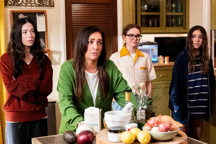 Max (Mikey Madison), Sam (Pamela Adlon), Frankie (Hannah Riley), and Duke (Olivia Edwards) in Season 5 of <em>Better Things</em>.