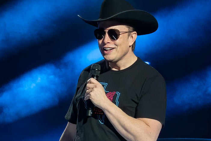 Tesla CEO Elon Musk speaks at the Tesla Giga Texas manufacturing "Cyber Rodeo" grand opening party on April 7, 2022 in Austin, Texas.