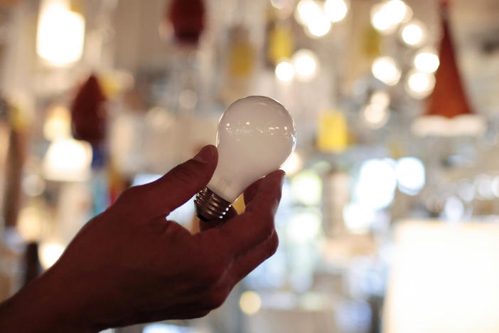 An incandescent light bulb is seen at Royal Lighting in Los Angeles, on Jan. 21, 2011. The Biden administration is scrapping old-fashioned incandescent light bulbs, speeding an ongoing trend toward more efficient lighting.