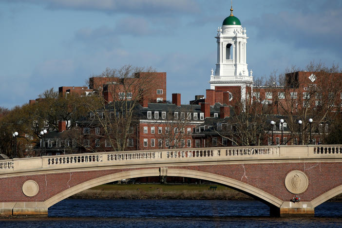 A general view of Harvard University campus is seen on April 22, 2020 in Cambridge, Massachusetts.