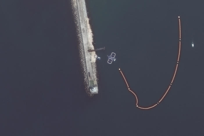 Satellite imagery from Friday appears to show dolphin pens at the entrance to Sevastopol's harbor. The naval base there is important to the Russian military because of its proximity to the Crimean Peninsula.