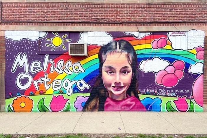 A mural of Melissa Ortega, an 8-year-old victim of gun violence in Chicago, painted by artist Milton Coronado.